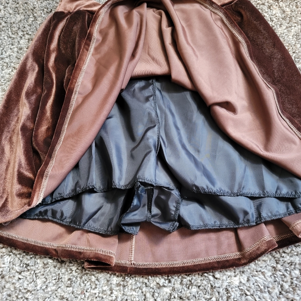 NWT Brown Velvet-esque mini Skirt / Skort - large - Picture 3 of 5